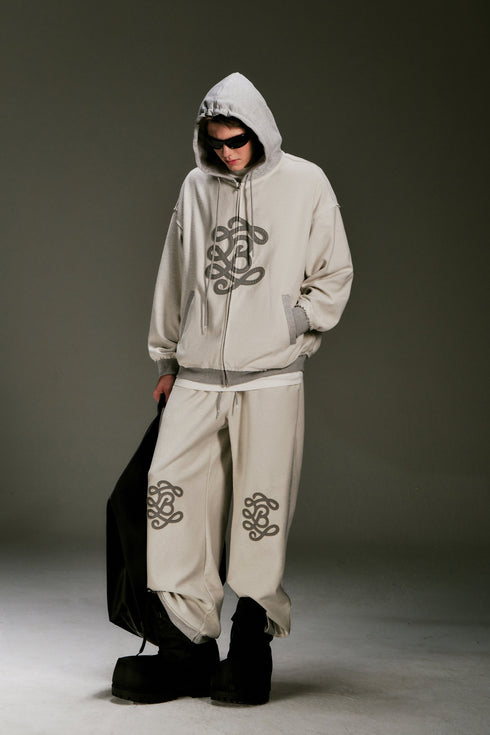 Embroidered Pattern Hooded Knitted Cardigan